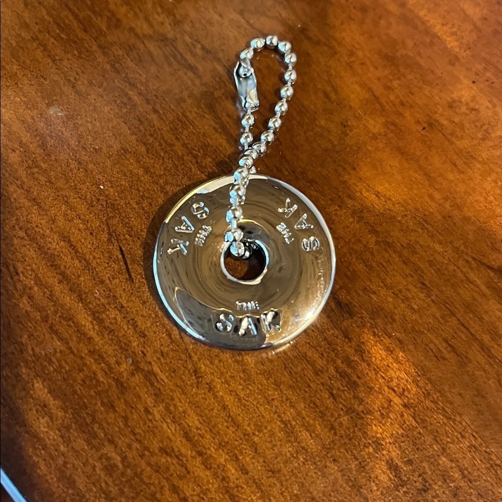 THE SAK Black and Silver Hang Tag DISC BALL CHAIN FOB BAG CHARM - Picture 2 of 2